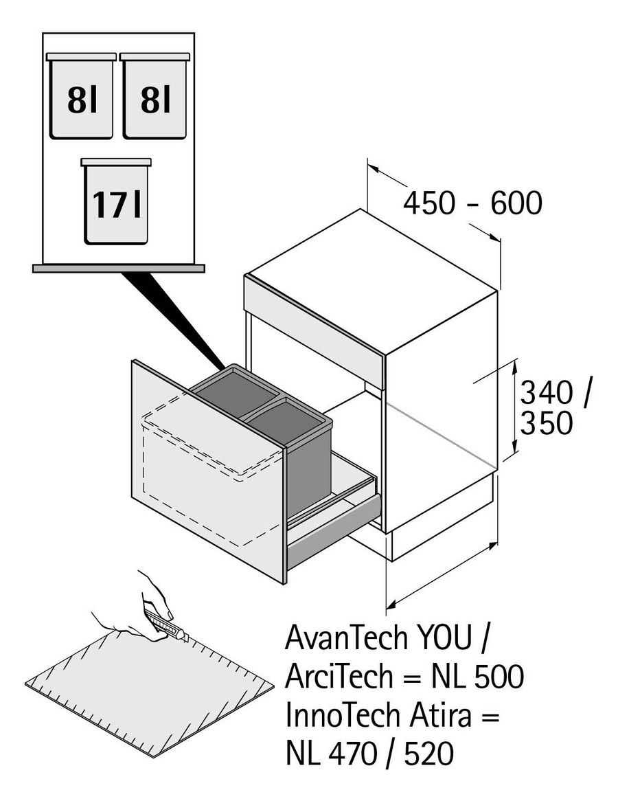 HETTICH InnoTech Vario 450 - 600 mm