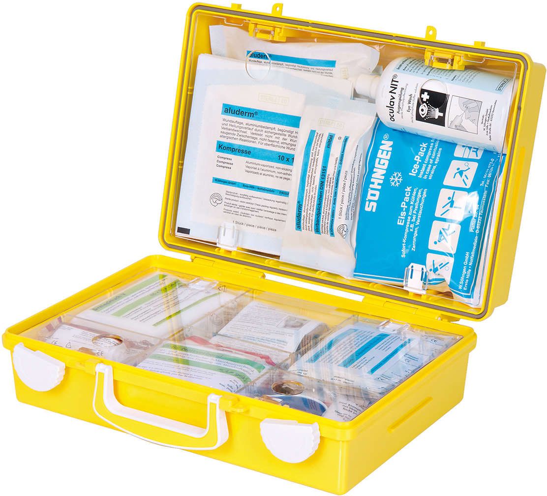 Erste-Hilfe-Koffer Extra+Handwerk, DIN 13157, gelb