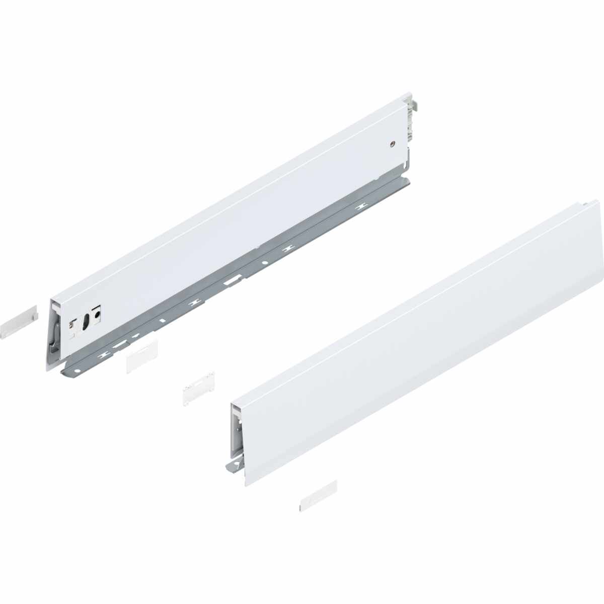 MERIVOBOX Zarge, Höhe M (91 mm), NL=500 mm, links/rechts, seidenweiß matt