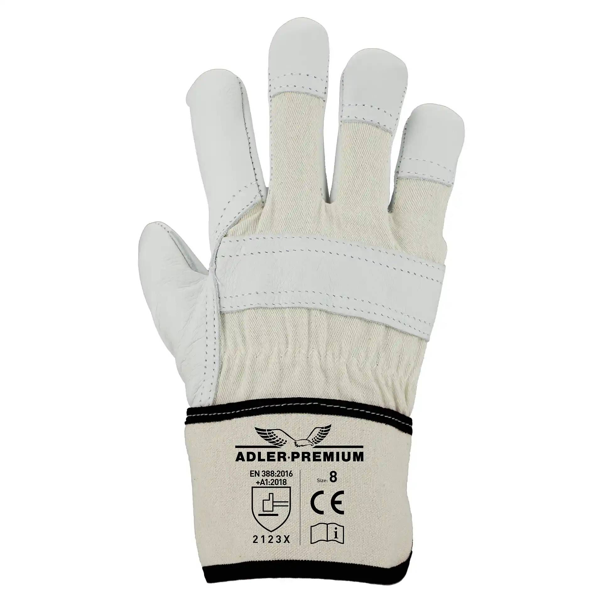 Rindnarbenleder-Handschuh ADLER-PREMIUM, natur, Gr. 8