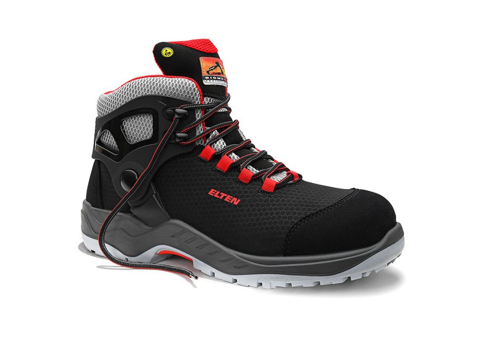 ELTEN Sicherheitsschnürstiefel ARTURO black-red Mid ESD S3S, Gr. 38