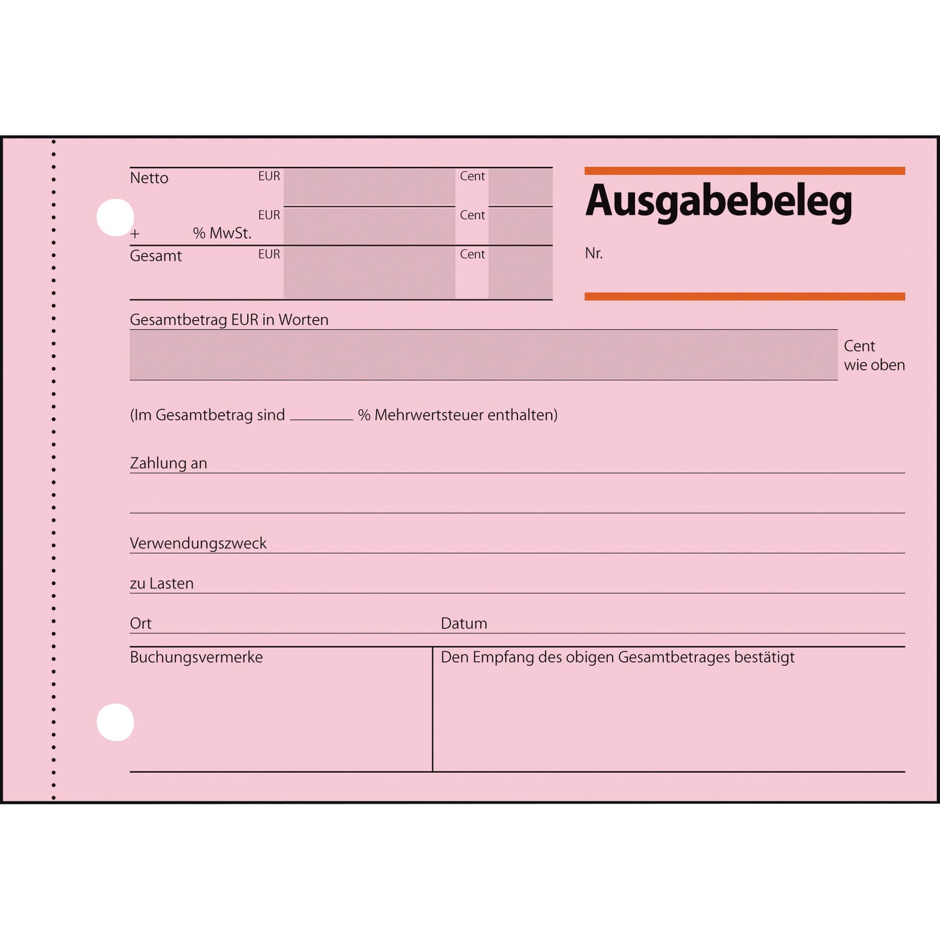 Ausgabebeleg DIN A6 quer 50Blatt