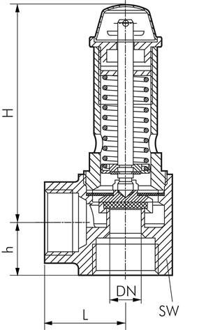 TÜV-Ecksicherheitsventil G 1/2" (IG), 1,0 bar