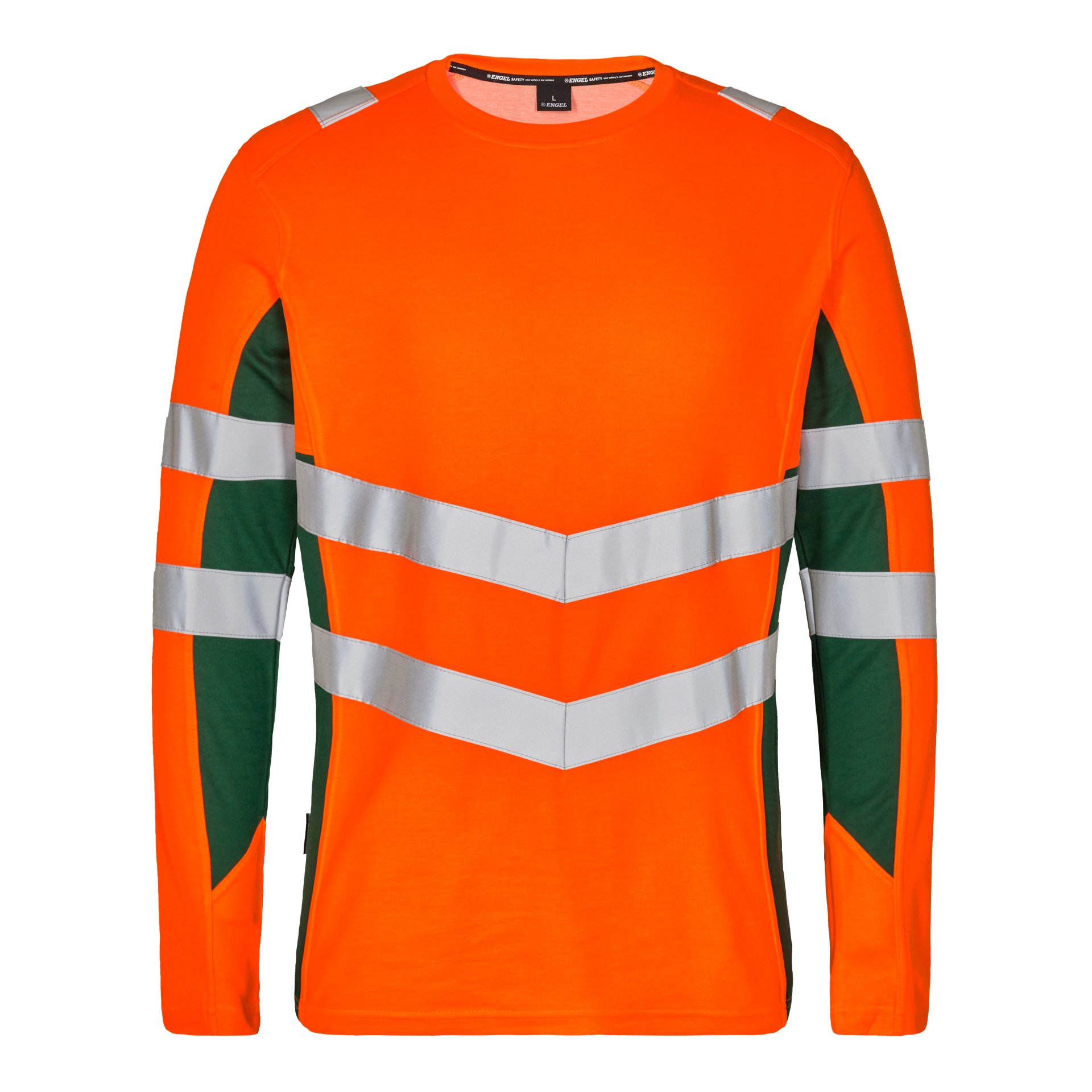 Safety Langarm-Shirt Orange/Grün, Gr. 3XL