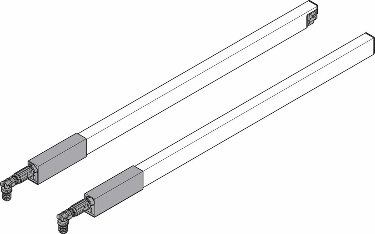 TANDEMBOX Längsreling (oben), für Frontauszug, NL=350 mm, links/rechts, für TANDEMBOX antaro, R9006 weißaluminium
