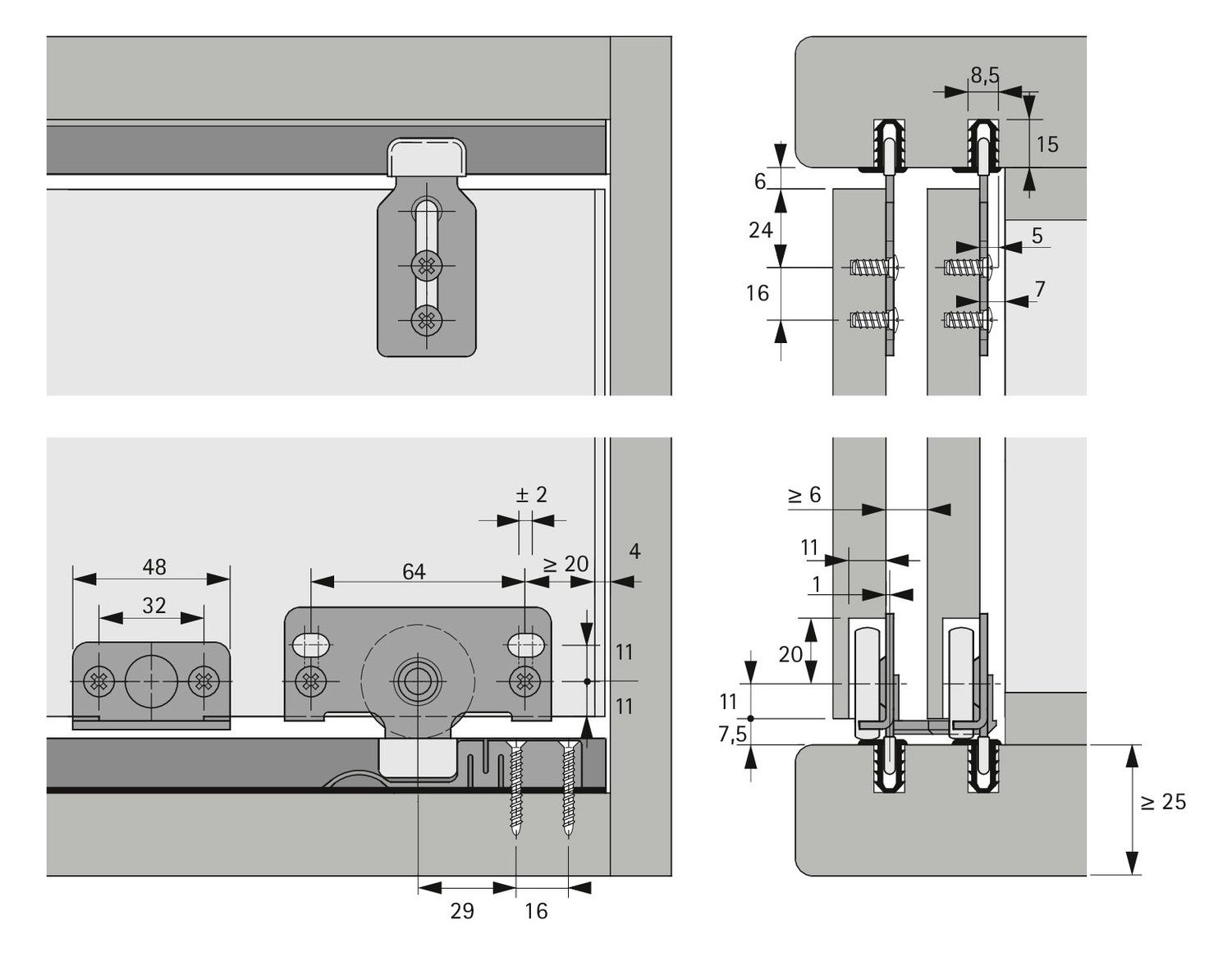 HETTICH Lauf- und Führungsprofil SlideLine 56
