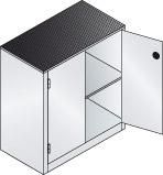 Schwerlastschrank m.TürenB930xT500xH1000 mm RAL 7035, 1 Fachboden Tragkraft 110kg CP