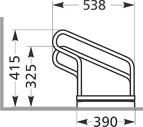 Fahrrad-Bügelparker einseitig, verzinkt L 1050 mm, 3 Plätze