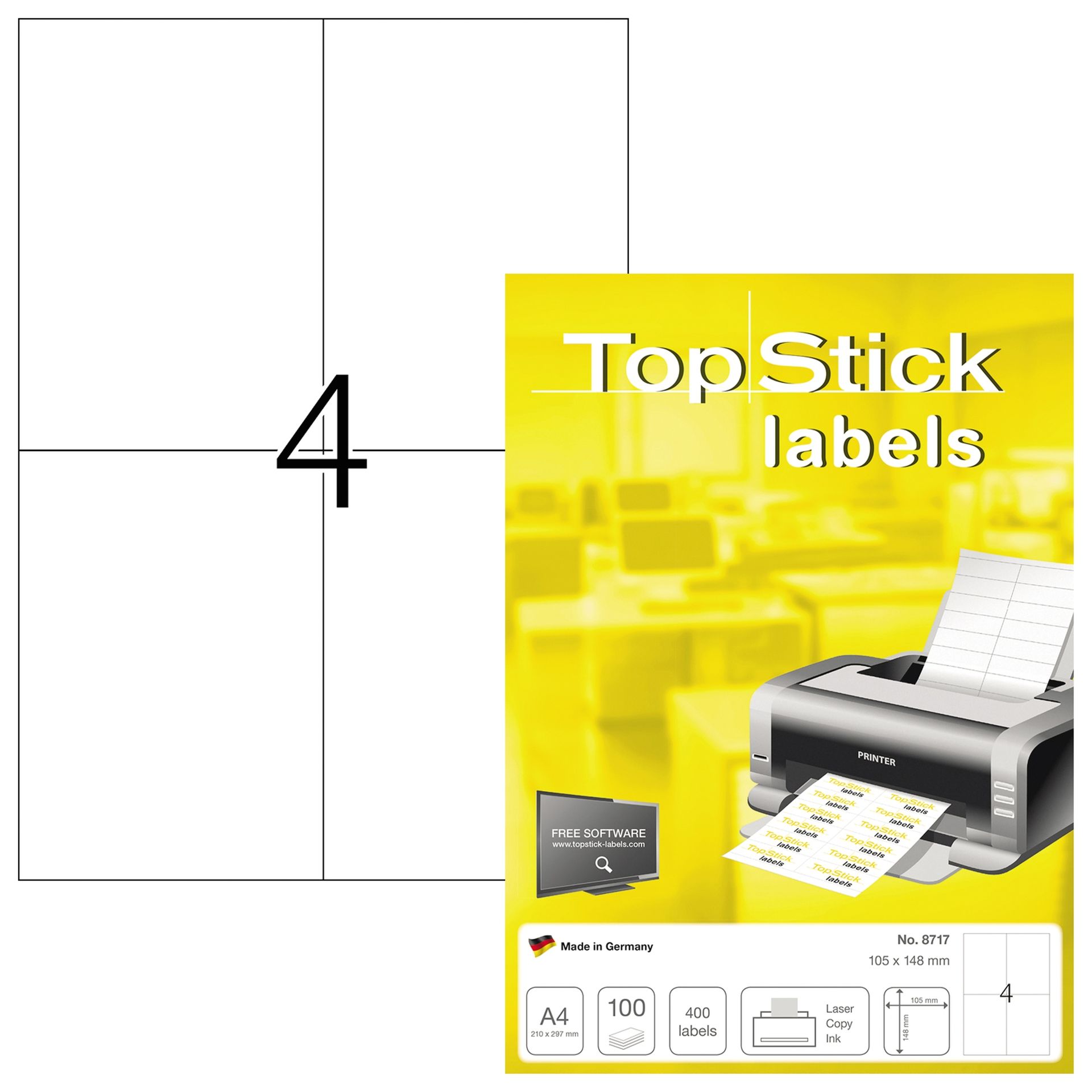 Etikett TopStick 105x148mm ws 400St