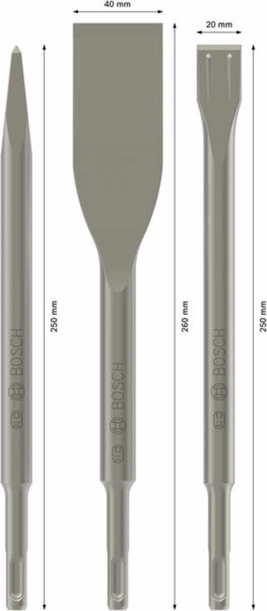 PRO SDS plus-5C Meißelset, 0; 40; 20x250; 260; 250 mm, 3-tlg.