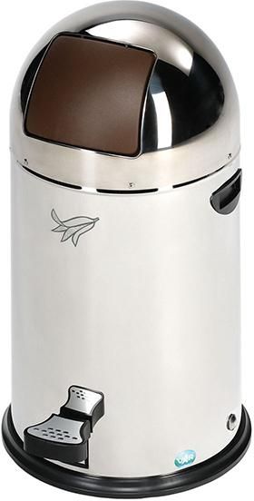 Abfallsammler 22 l mit Fußpedal, Edelstahl Einwurfklappe braun Ø405xH650mm