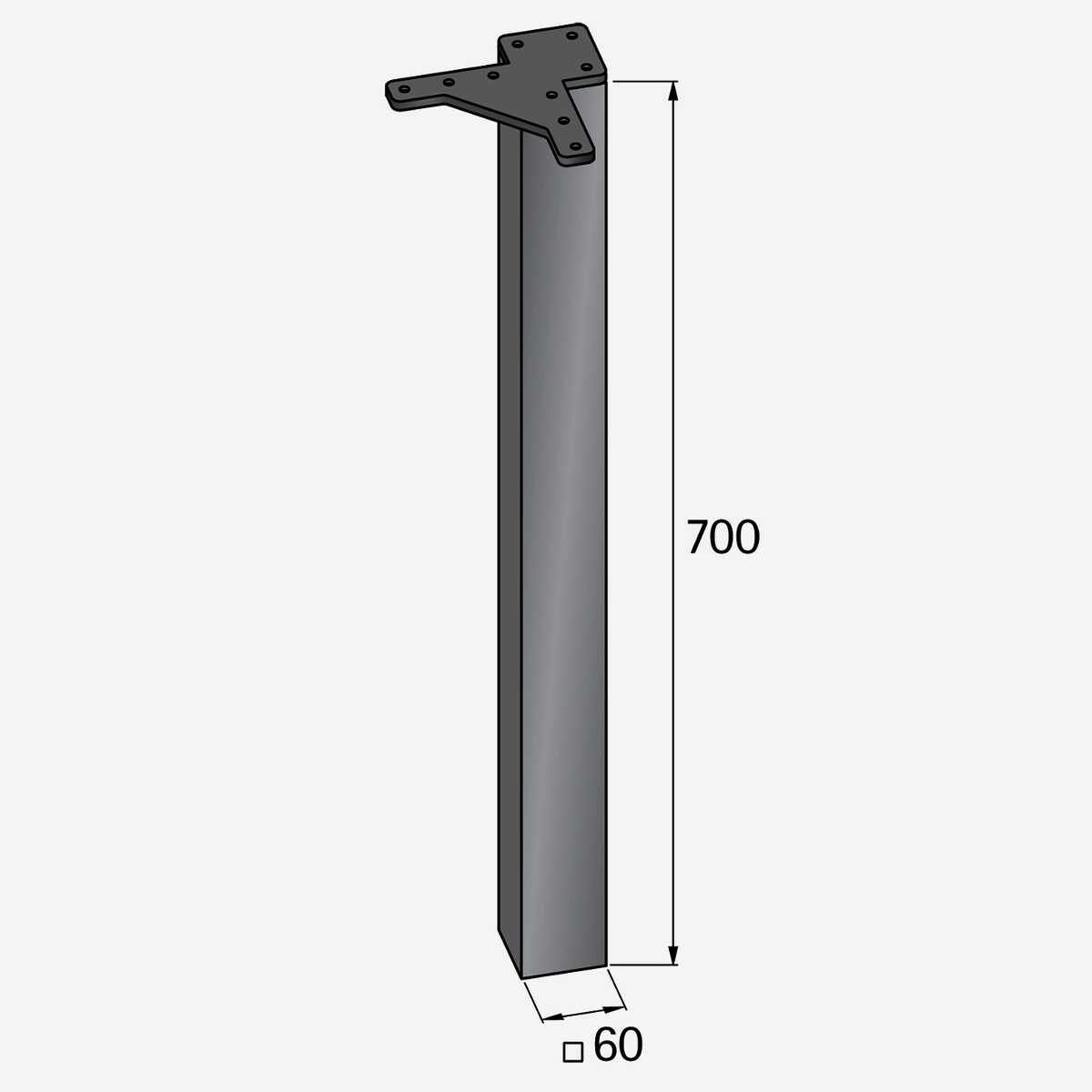 Design-Tischbein Afio 700 mm, Edelstahl gebürstet