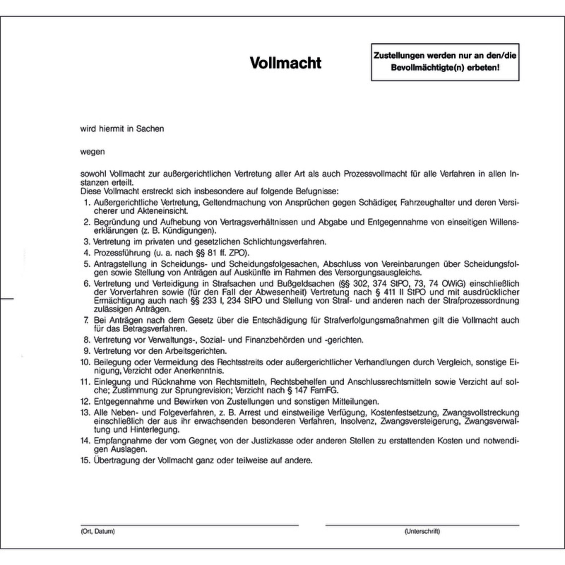 Einheitsvollmacht 100St
