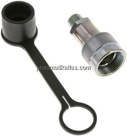 Schraubkupplung 700 bar,NPT 3/8" (AG) ,Muffe inkl. Staubkappe (Für Einsatz am Zy