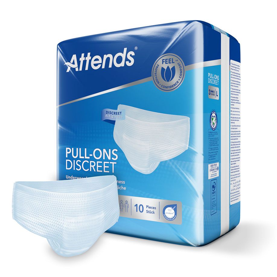 Attends Pull-Ons discreet Underwear 3 L,Einmalhosen, weiß (10 Stck.)UK = 6 Pack