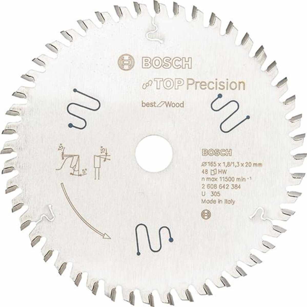 HM-Kreissägeblatt 165x1,8x20 mm 48Z W Bosch VE à 1 Stück Top Precision Best f Wood
