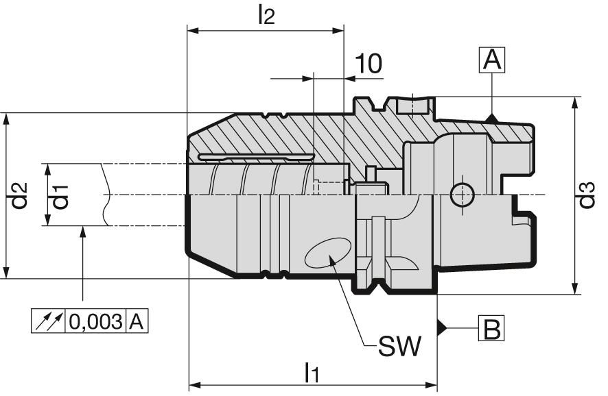 Hydrodehnspannfutter DIN69893A HSK-A63 20x80mm schwer GÜHRING