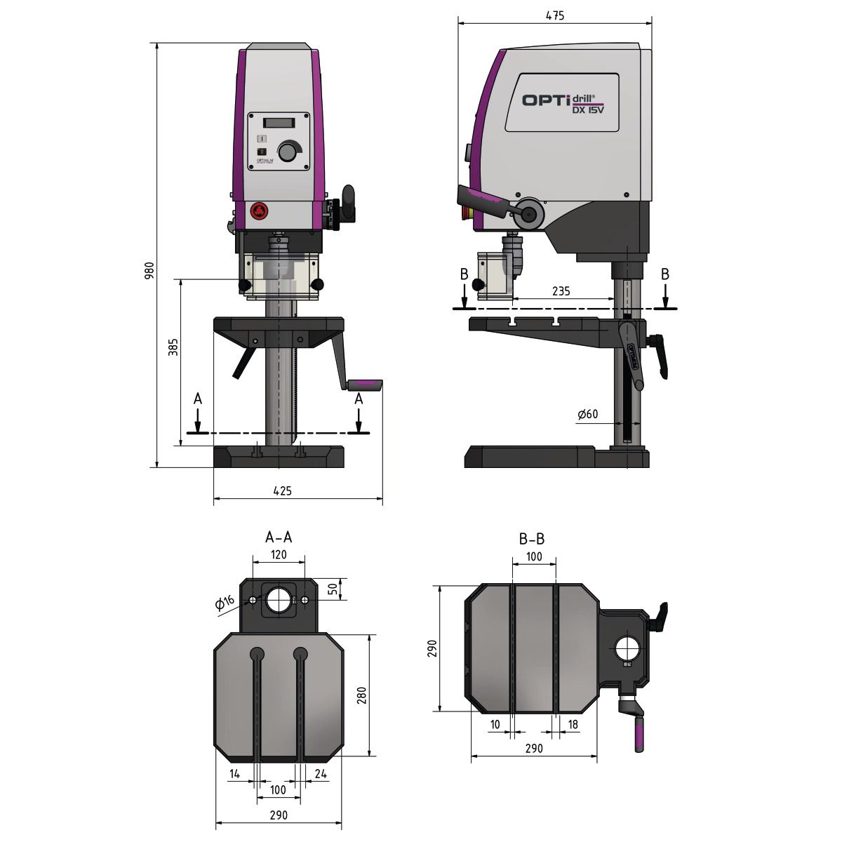Tischbohrmaschine Optimum OPTIdrill DX 15V