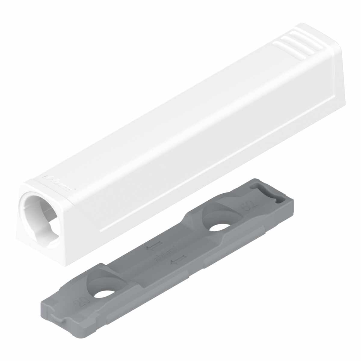 TIP-ON Adapterplatte für Türen, Langversion, gerade, Schrauben, seidenweiß