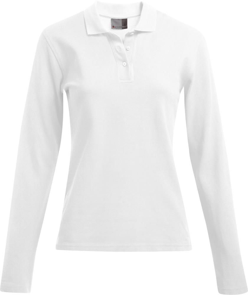 Women`s Heavy Polo Longsleeve,white, Gr.XXL