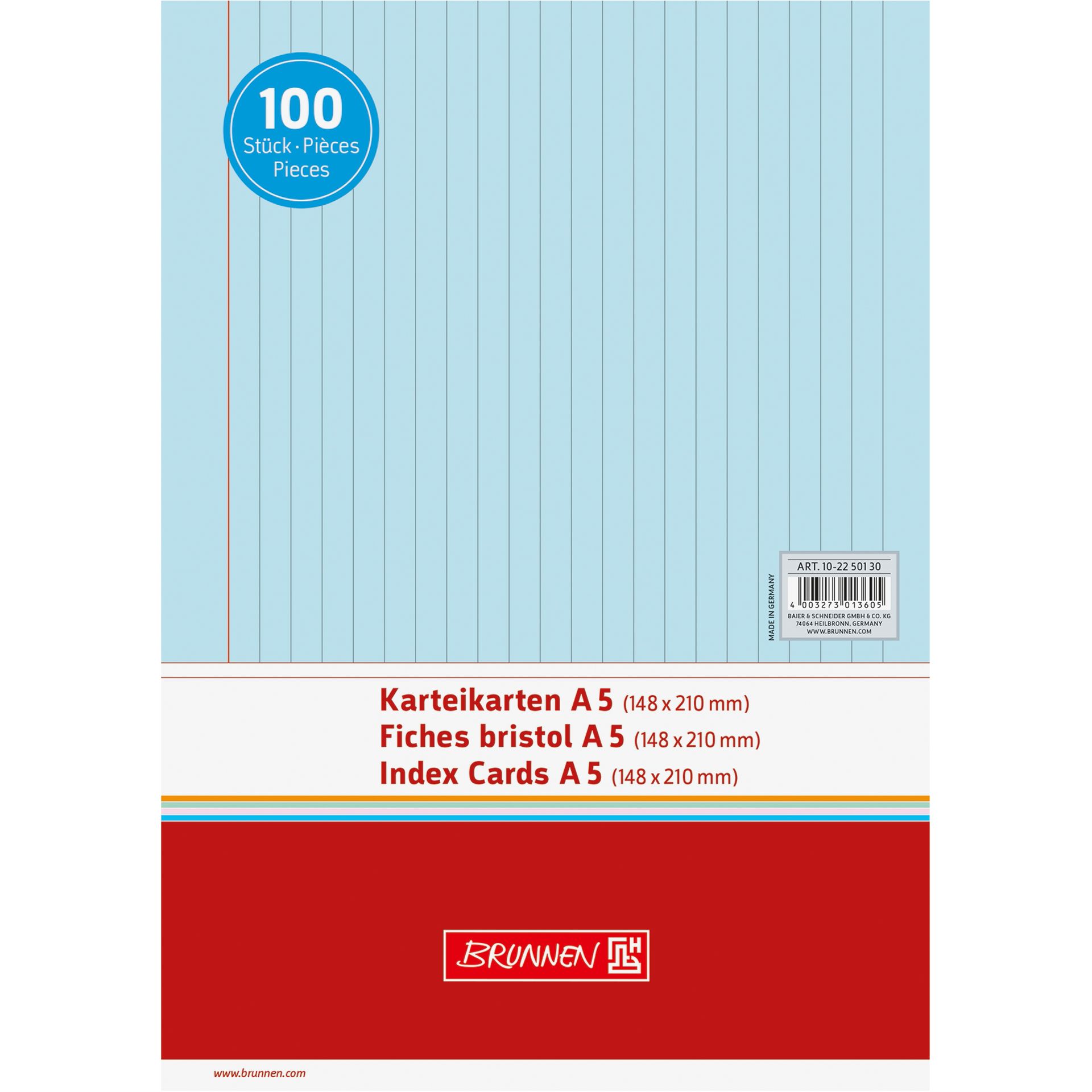 Karteikarte DIN A5 liniert bl 100 St./Pack.