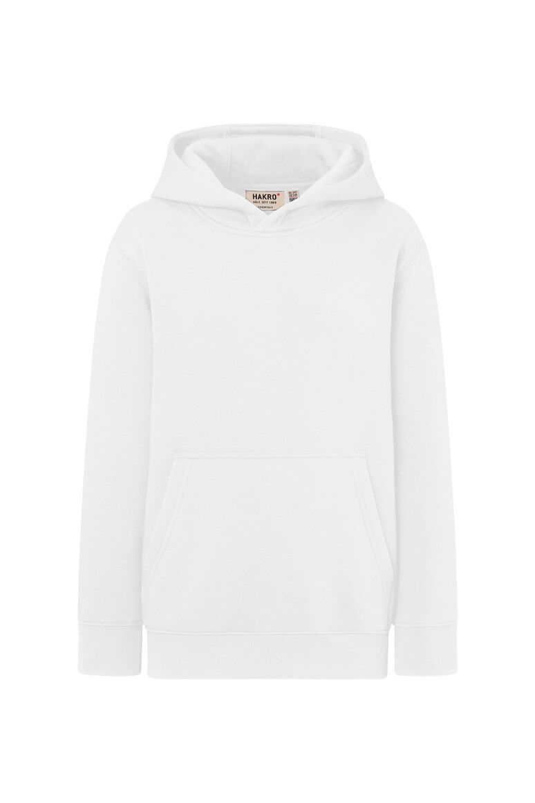 HAKRO Kinder Kapuzen-Sweatshirt Bio-Baumwolle weiß, 110/116