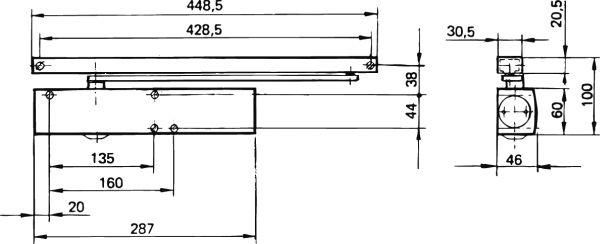 Türschliesser TS 5000 silber o. Gleitschiene GEZE