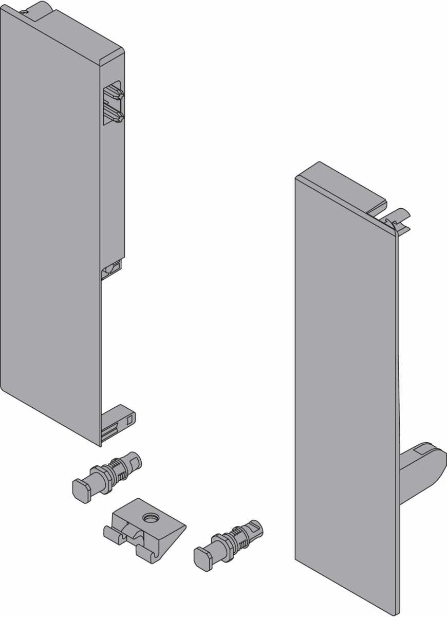 TANDEMBOX Fronthalter, Höhe D, für Innenauszug mit 1-fach Reling, links/rechts, für TANDEMBOX antaro, weißgrau