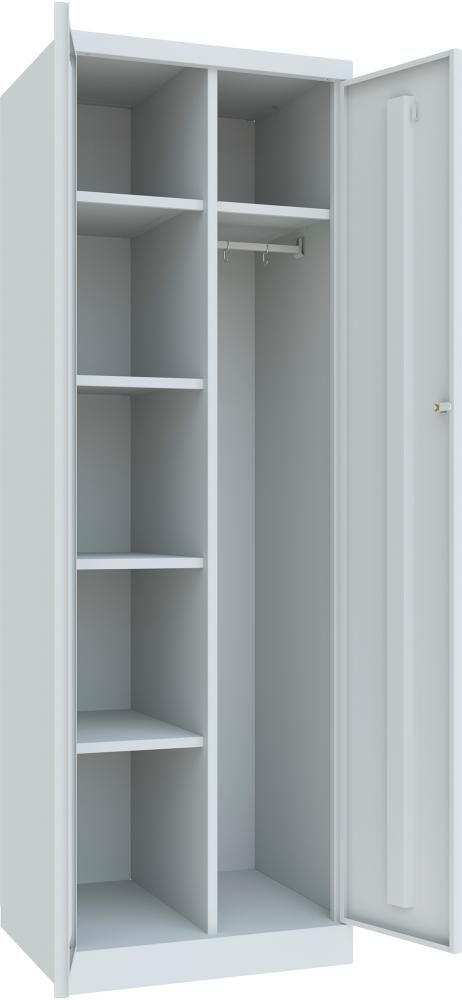 Kleider-/Wäscheschrank Trennwand, 4 Böden 180° auf Sockel RAL 7035 B600xT500xH1800mm