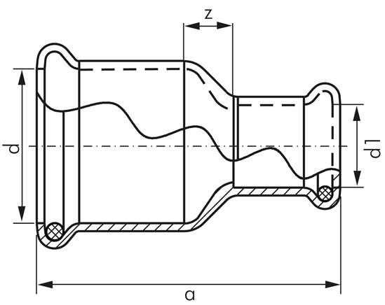 Pressfitting, Reduziermuffe, 18x15mm, Kupfer / Kupferlegierung