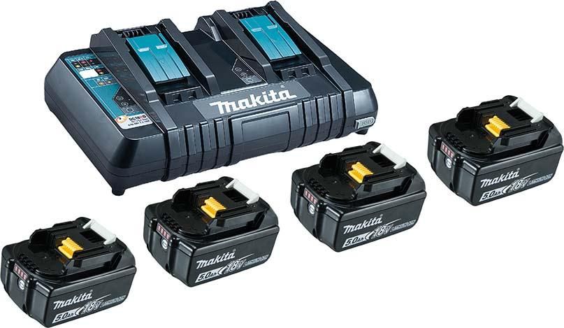 Power Source Kit 18,0 V 5,0 Ah Makita 4x18,0V 5,0 Ah Ladegerät DC18RD Karton