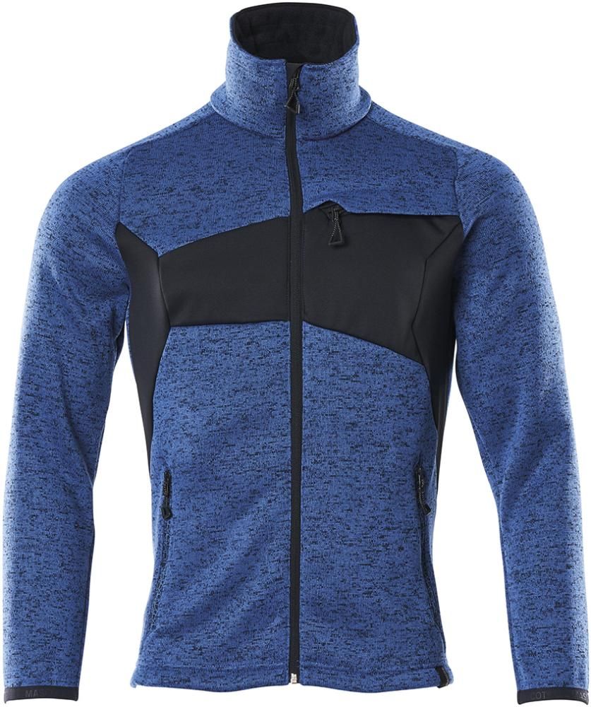 Strickjacke mit Reißverschluß 18105, azurblau/schwarzblau, Gr.XS