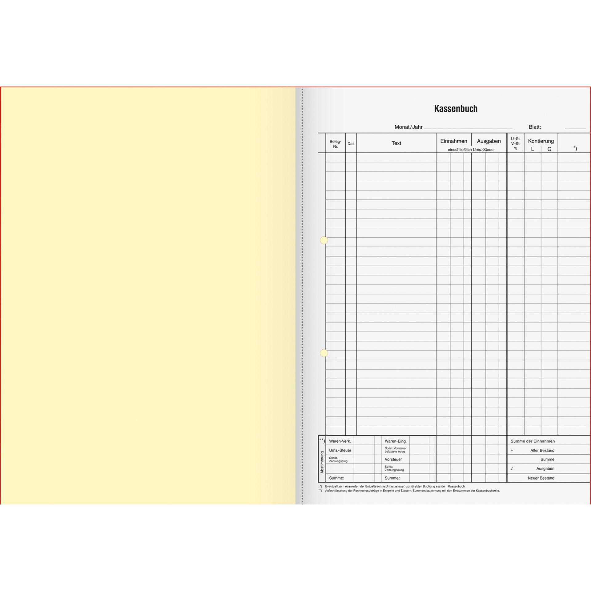 Kassenbuch DIN A4 Bruttoverbuchung