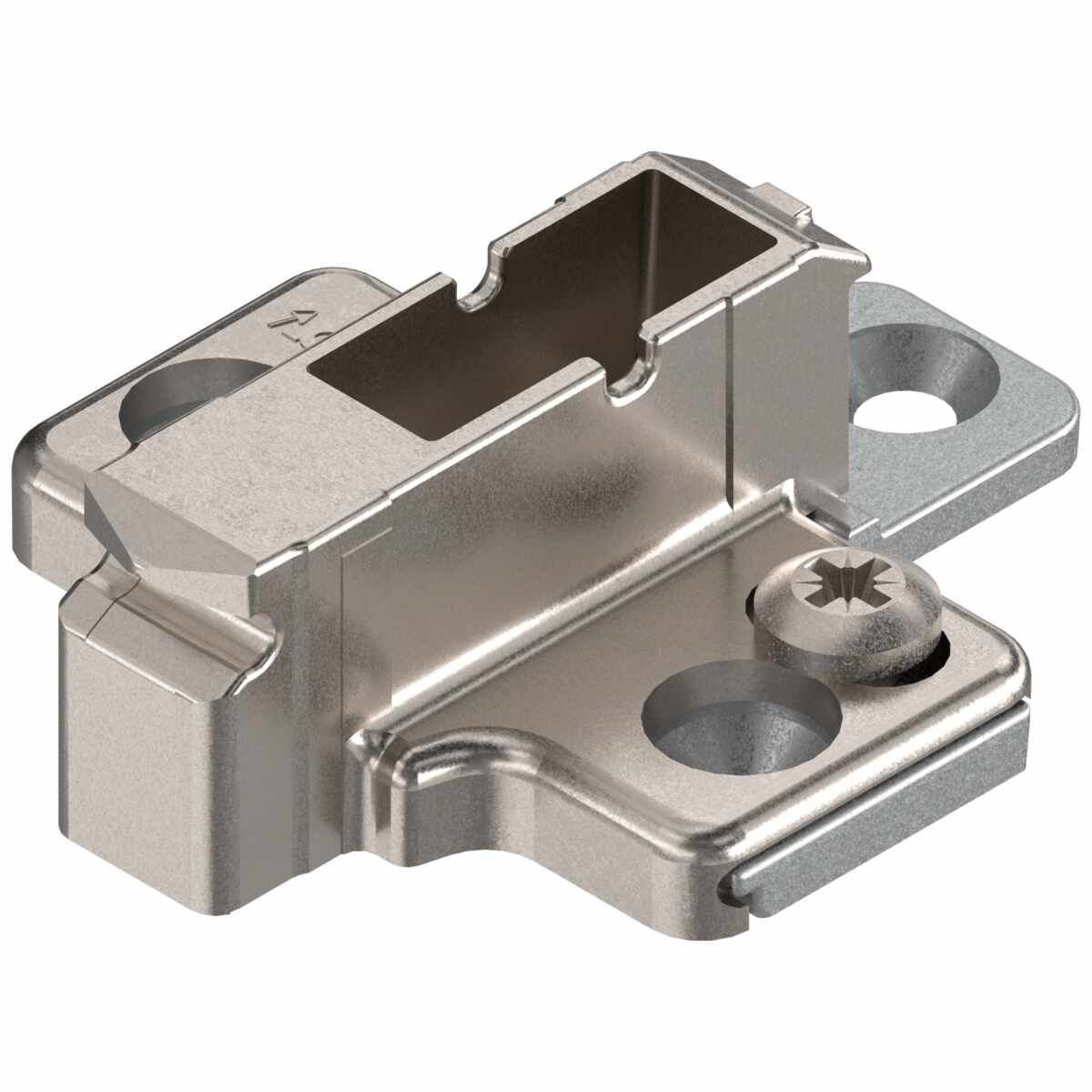 CLIP Montageplatte, kreuz, 9 mm, Zink, zum Schrauben für Spanplattenschrauben, vernickelt