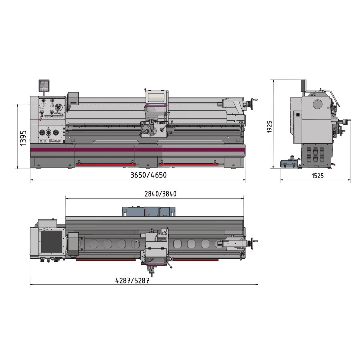 Leit- und Zugspindeldrehmaschine Optimum OPTIturn TH 8020D