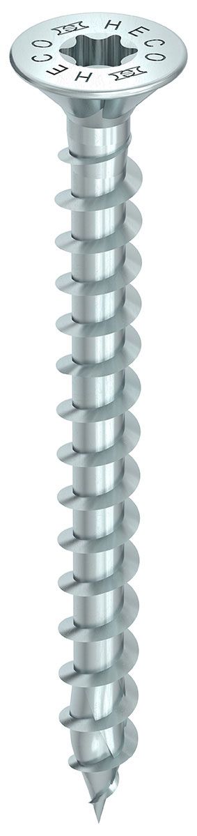 HECO-TOPIX-plus 4,5 x 50, Verlegeschraube, Senkkopf mit Frästaschen, HECO-Drive, Variables Vollgewinde, verzinkt blau, A3K, 200 Stück, VARIANTA-Handwerkerverpackung