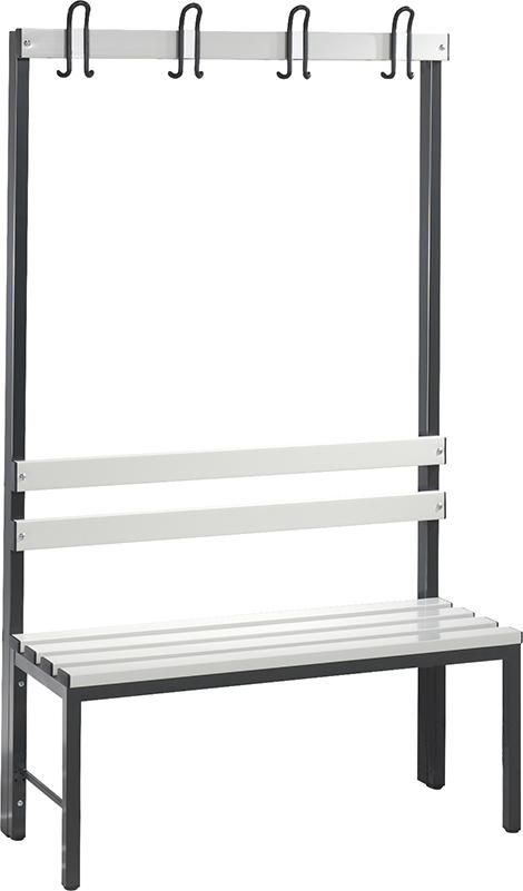 Garderobenbank einseitig B1000xT403xH1710 mm RAL 7021/Kst.-Leisten ohne Schurost, 4 Füße CP
