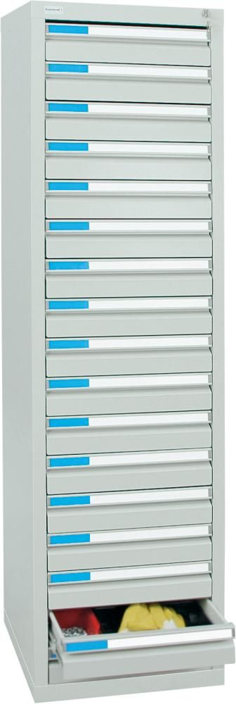 Format Schubladenschrank B1800xT500xH500mm RAL 7035/7035 17 Schubladen 75kg
