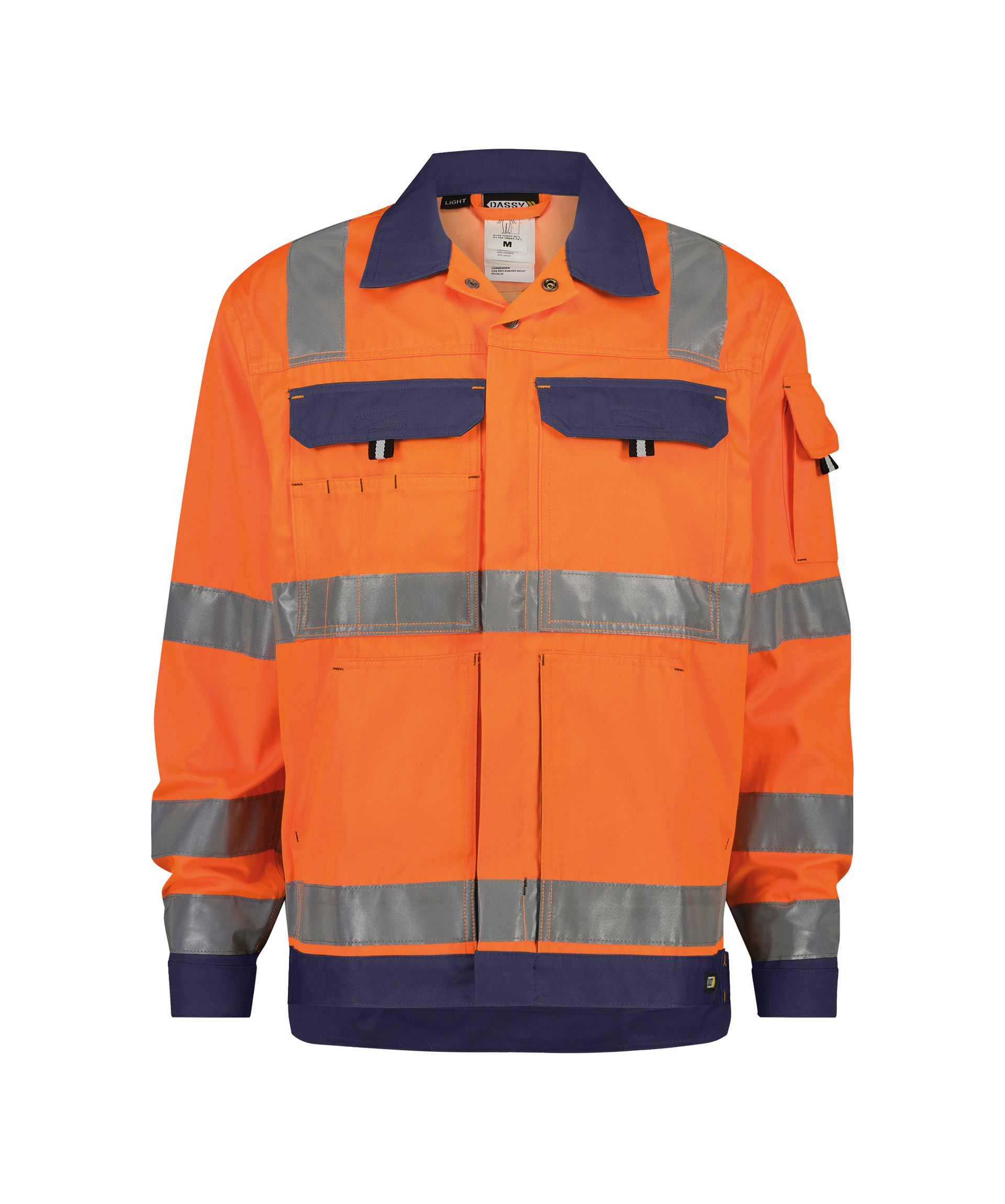 DASSY® Dusseldorf - Warnschutz Arbeitsjacke - neonorange/dunkelblau, Gr. XS