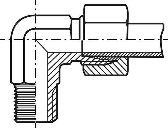 Winkel-Schneidringverschraub. R 1/8"-4 LL (M8x1), Stahl verzinkt