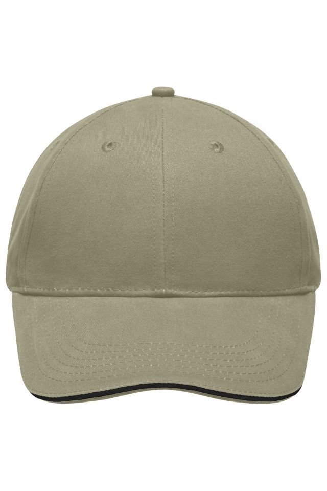 Light Brushed Sandwich Cap Hochwertige, leichte und weiche 6 Panel Cap schwarz/braun, Gr. one size