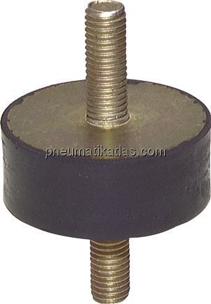 Gummi-Metall-Puffer beidseitig mit Gewindestift M 6 x 18