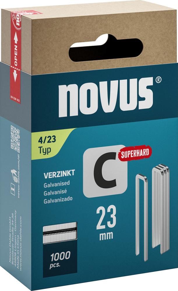 Schmalrückenklammer C Typ 4/23 mm Novus VE à 1000 Stück