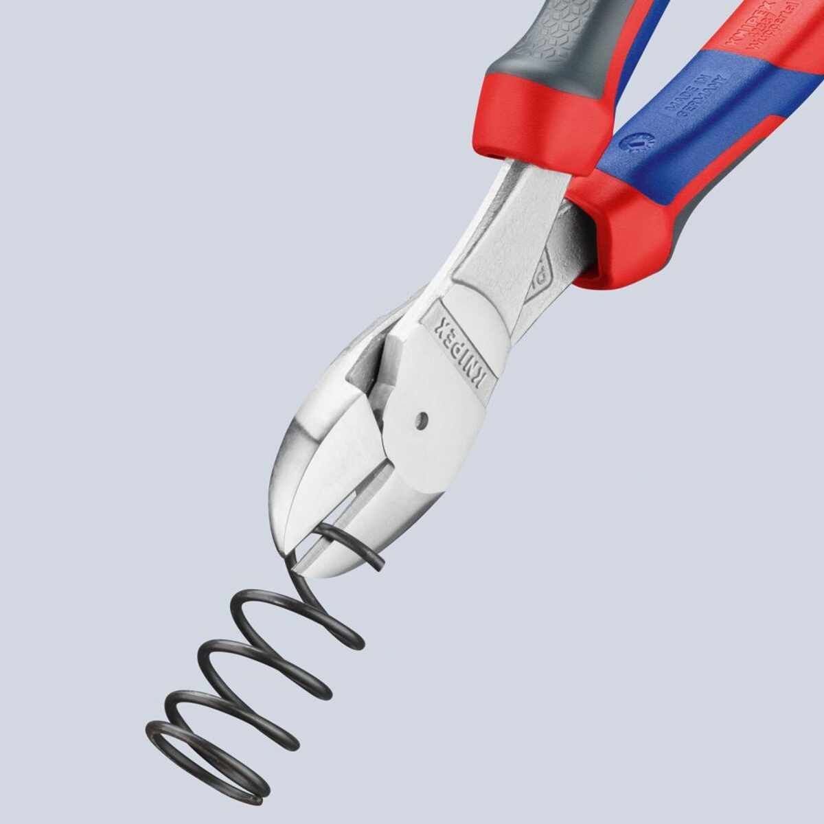 Kraft-Seitenschneider verchromt mit Mehrkomponenten-Griffen 200mm KNIPEX