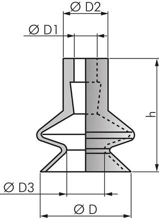 Balgsauger, 1,5-fach, P-Serie, 6x2,0mm, CR (60A, schwarz)