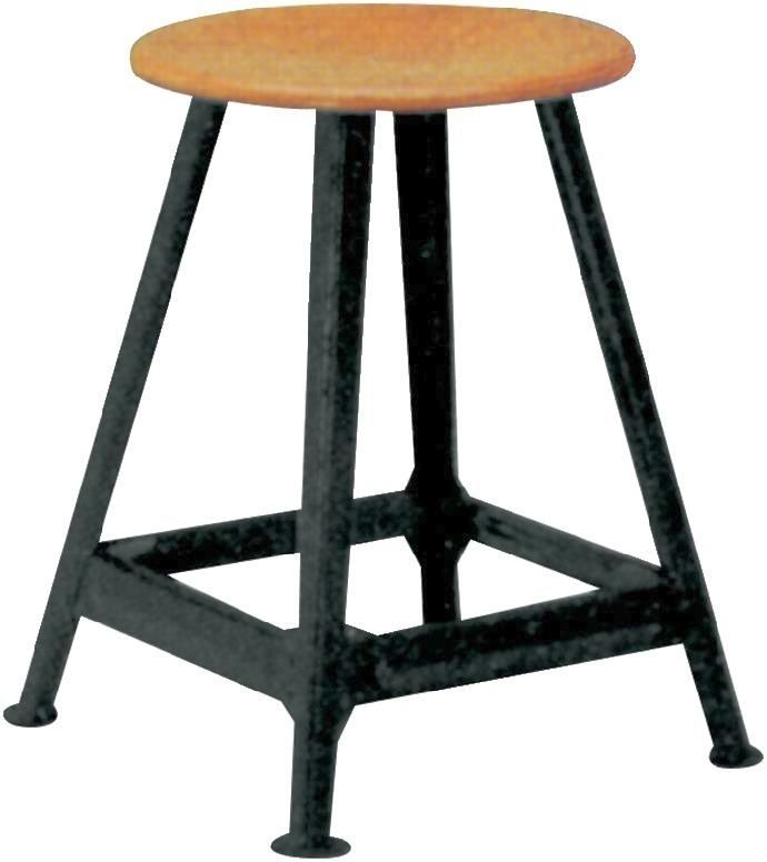 Bandstahlhocker Holz Rundsitz, RAL 9005 Vierbein, Höhe 500 mm Sitzfläche D 350 mm