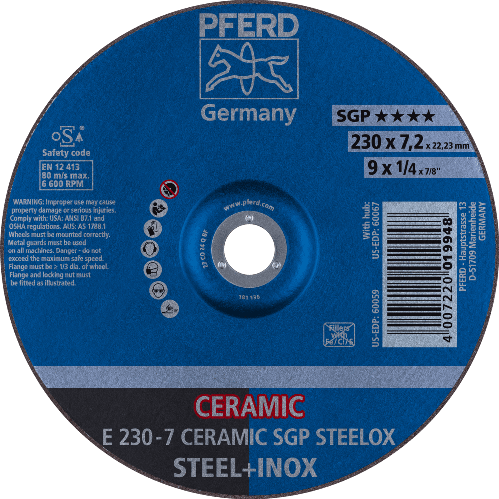 PFERD Schruppscheiben E 230-7 CERAMIC SGP STEELOX