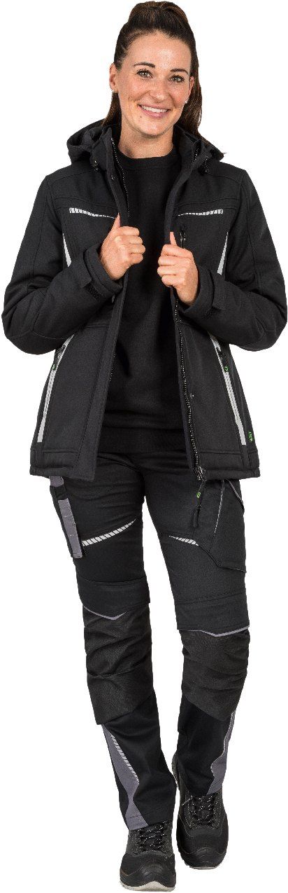 FLXDI05, Damen Winter-Softshelljacke schwarz, 50