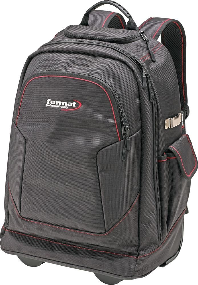Werkzeugrucksack mit Rollen und Teleskopgriff 350x210x490mm Nylon FORMAT