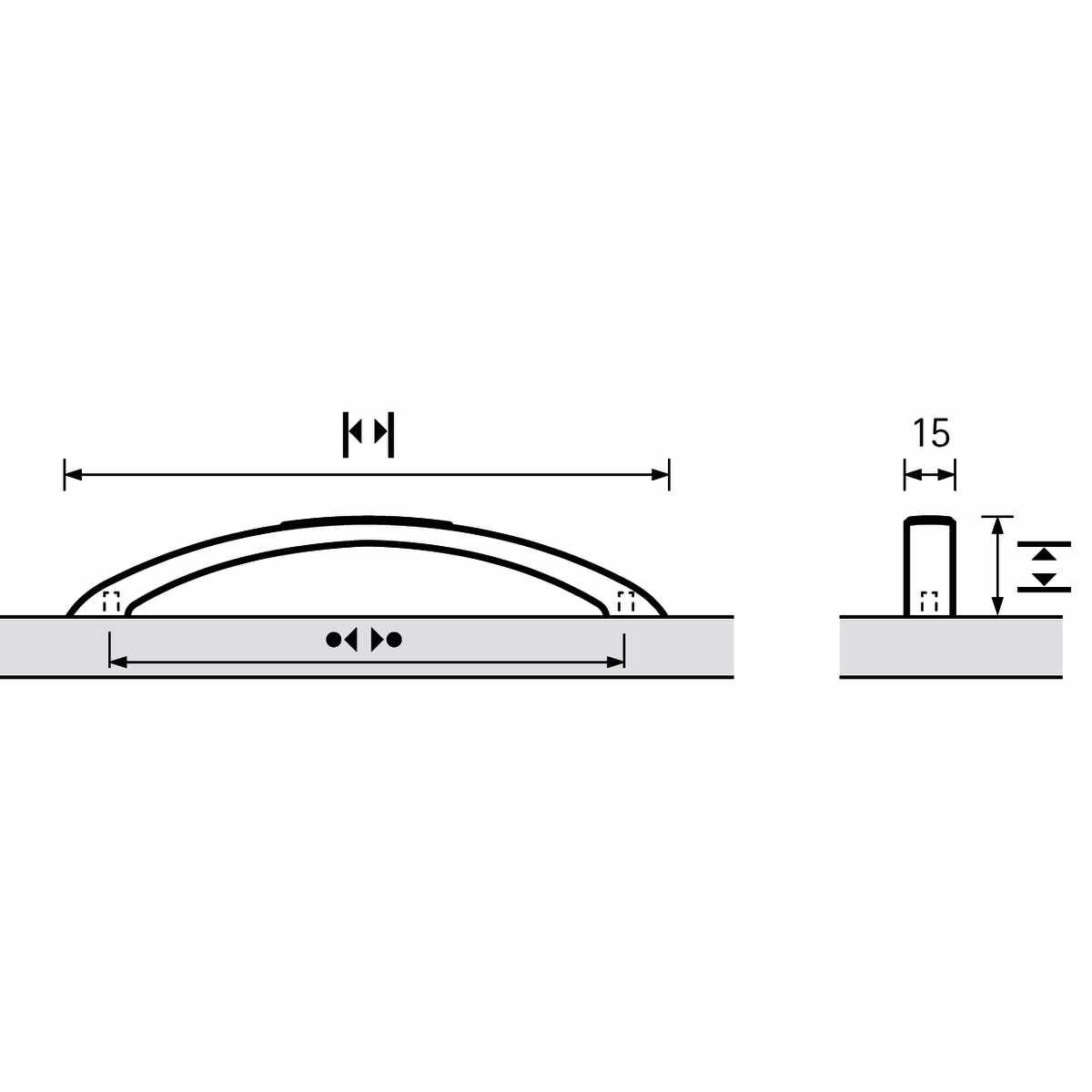 Griff Bracara, Bohrabstand 96, L 114 mm, B 15 mm,